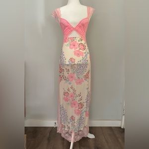 Free People floral lace slip dress